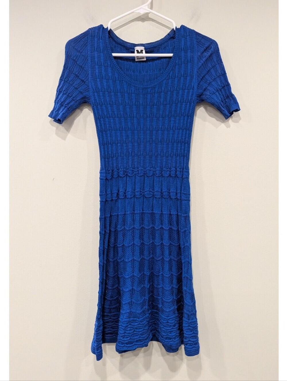 M By Missoni Royal Blue Knit Short Sleeve Dress Size XS